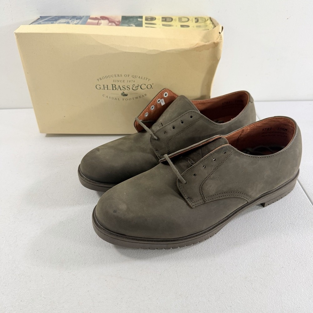 GH Bass Pasadena Men's Shoes 10.5 M Green Suede Plain Toe Buck Oxford Derby